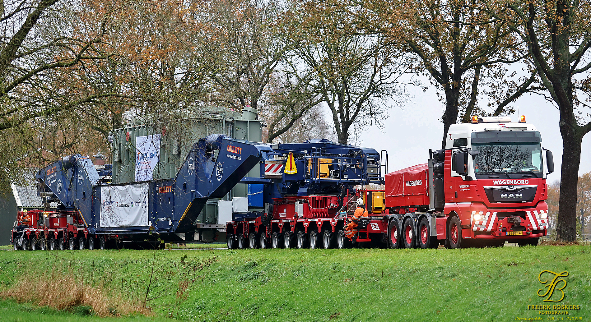Zondag 16 november 2025 | Onstwedde | Zesde en laatste transport richting het nieuwe hoogspanningsstation